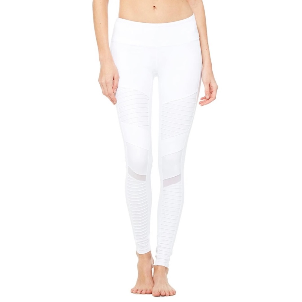 Alo Yoga white moto leggings